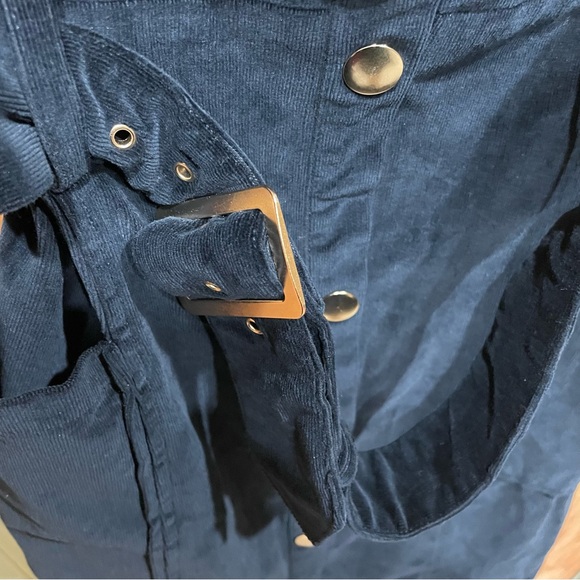 Anthropologie 18W Corduroy Slim Midi Navy & Gold Plus 2X Pinafore Dress As-Is - Picture 5 of 12